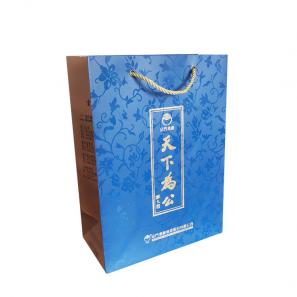 Custom UV coated decoartive wine gift bag with gold foil logo 