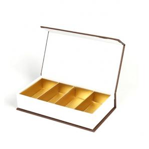 Book shaped chocolate packaging box with golden divider